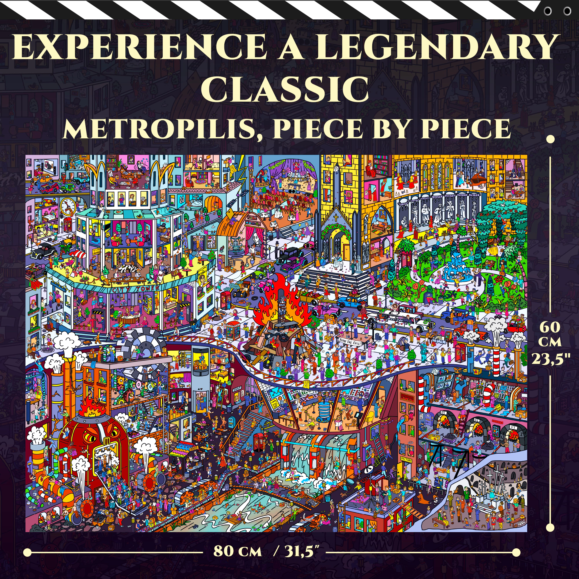 QUOKKA 1000-Piece Jigsaw Puzzles for Adults – Metropolis, Nosferatu and Roman Empire Premium Box, Extra Fun Challenges