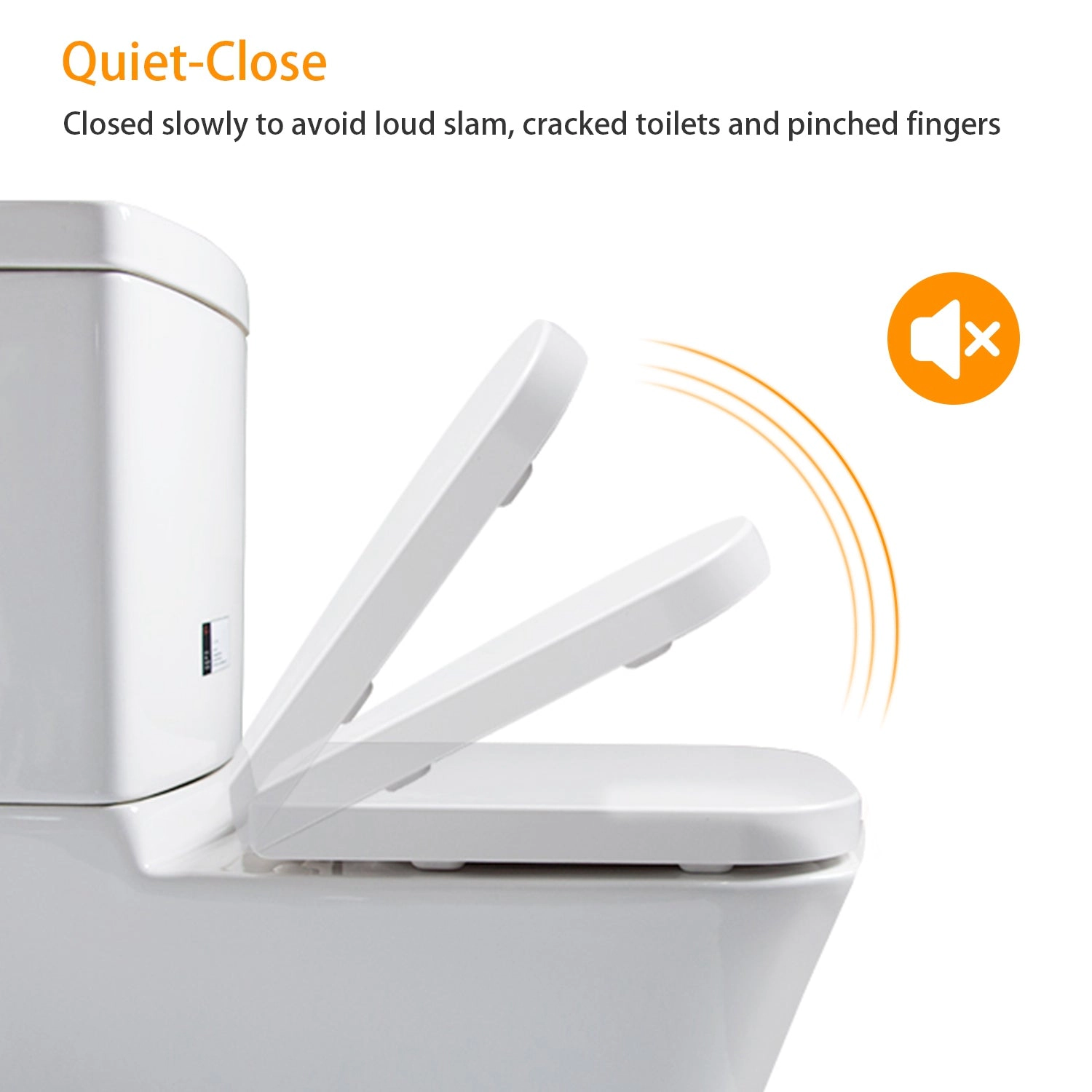 GBruno Quiet-Close Square Toilet Seat With Quick-Release