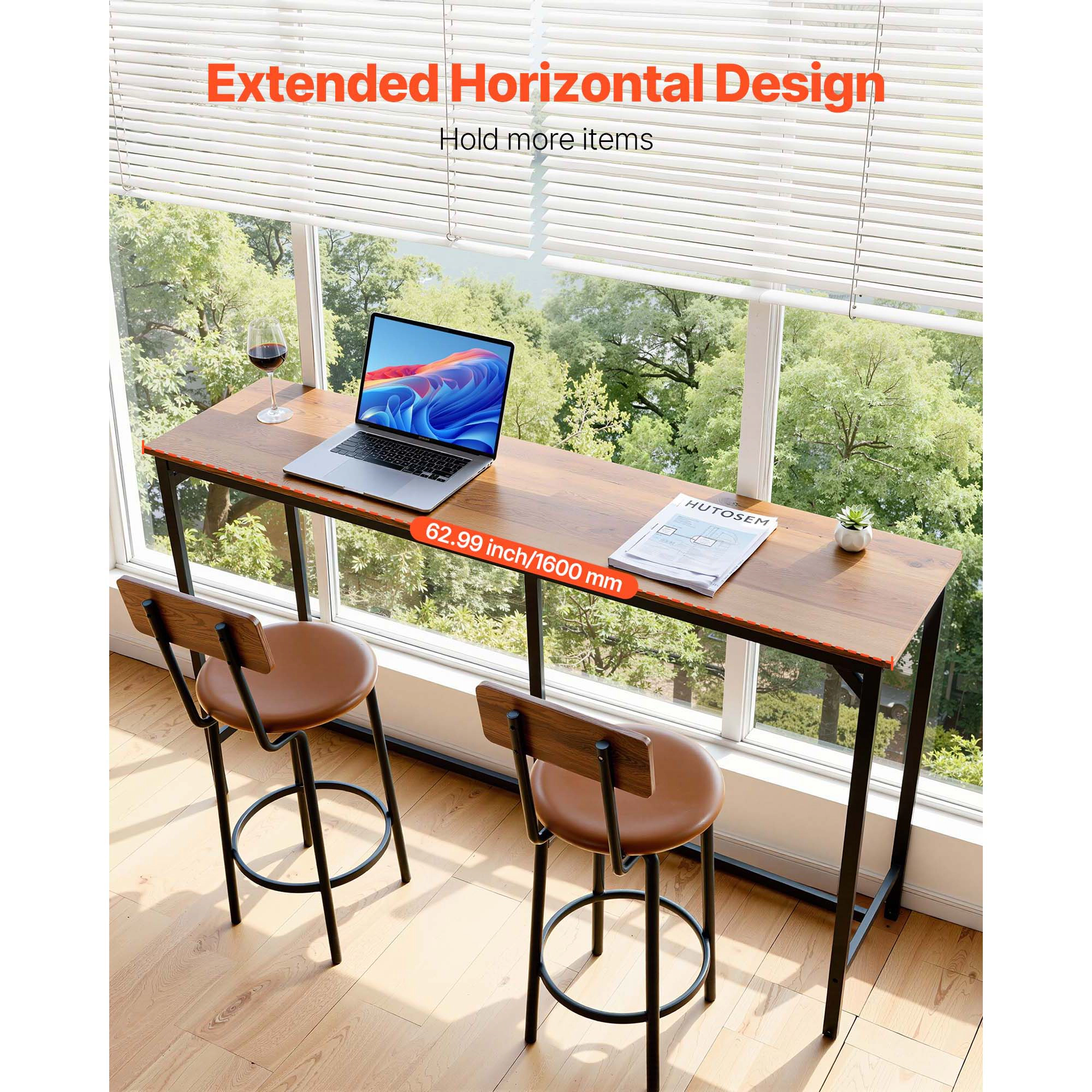 HONGGE Bar Tables with Rounded Edge Design for Living Room Dining Room Kitchen Black