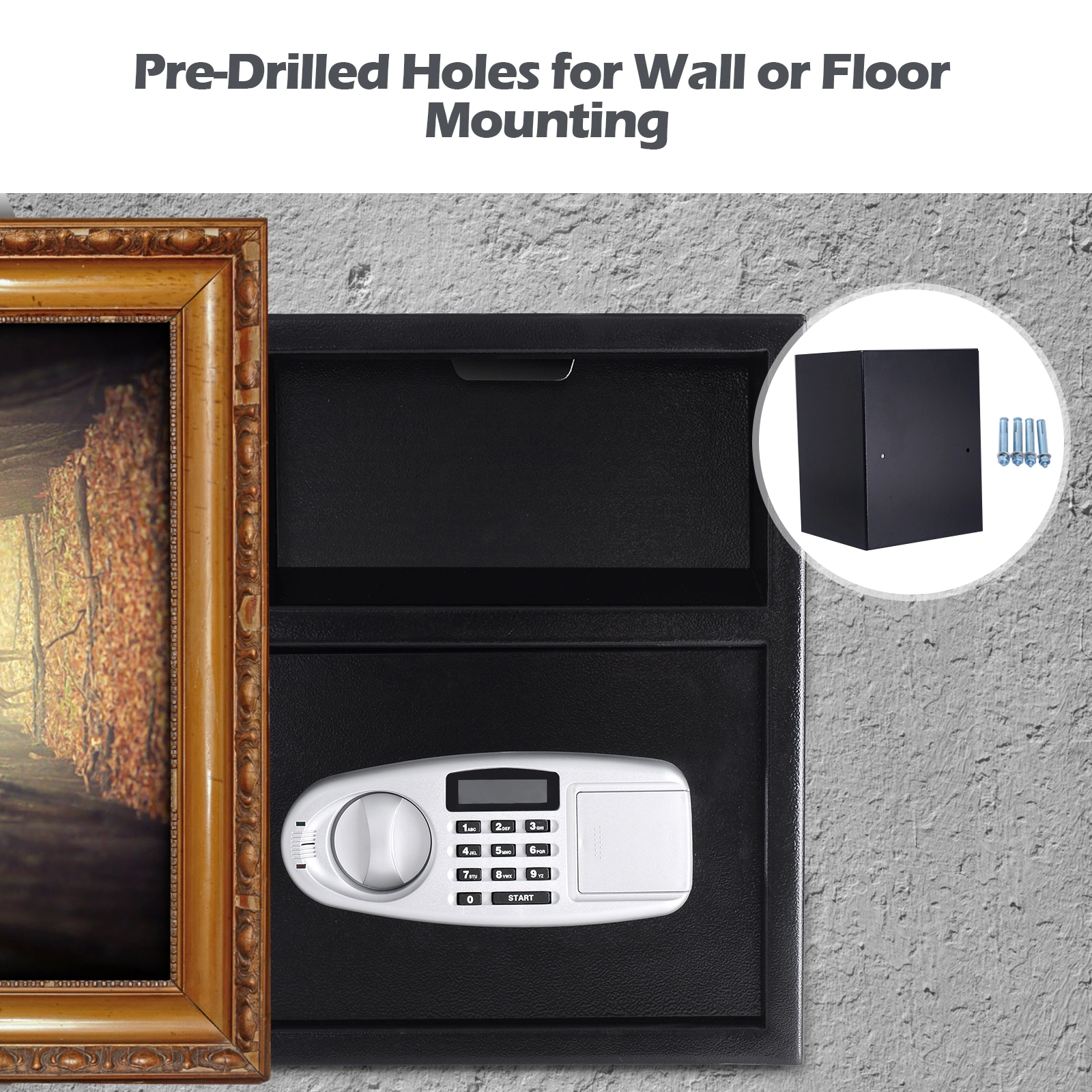 SUGIFT Front-Load Deposit Slot Digital Keypad Steel Depository Safe 13.9-in x 11.9-in x 17.7-in 6-mm Door Black
