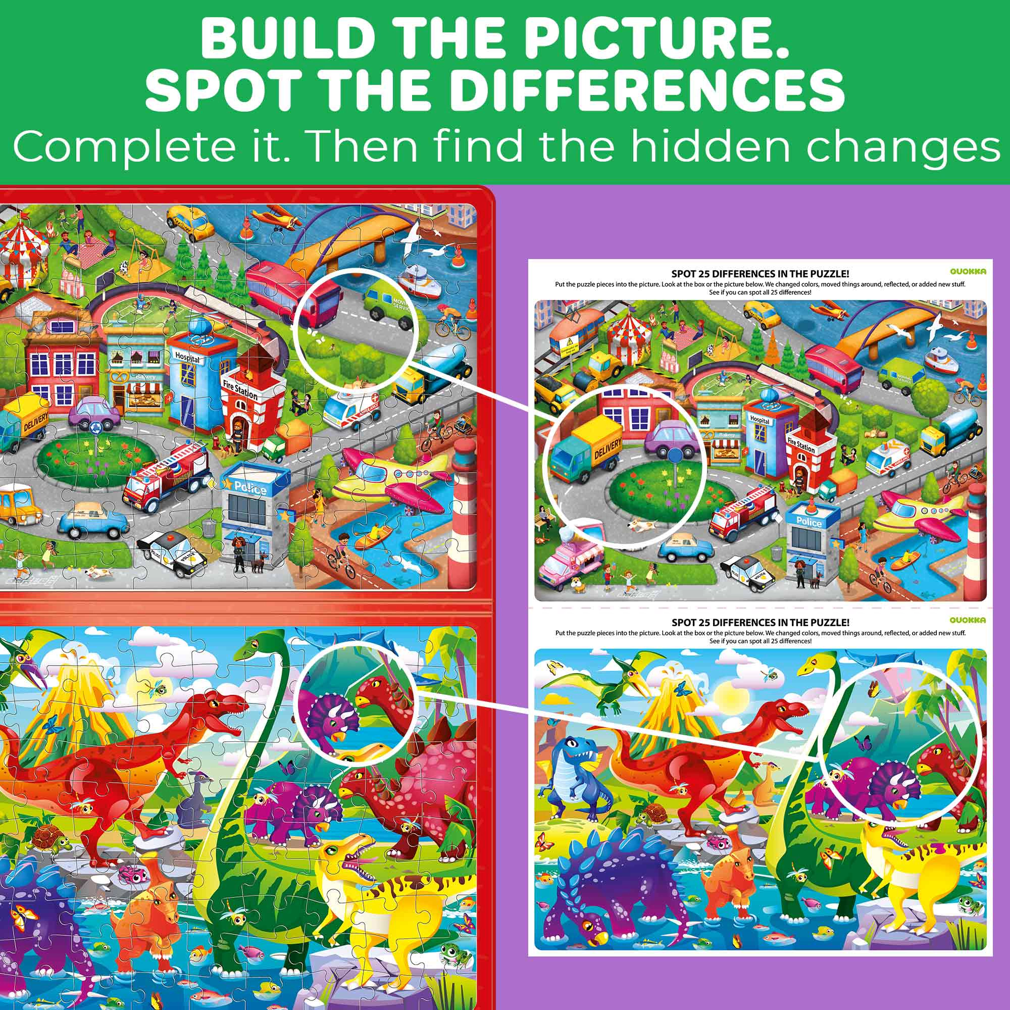 QUOKKA Magnetic Puzzle Book for Kids Ages 3–5, 100-Piece Travel Puzzle Set with Ocean, Space & Dinosaur Themes
