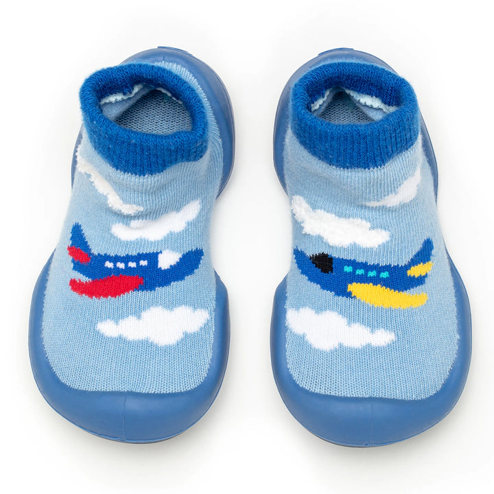 Komuello Toddler Boy First Walk Sock Shoes Aeroplane 18-24 months