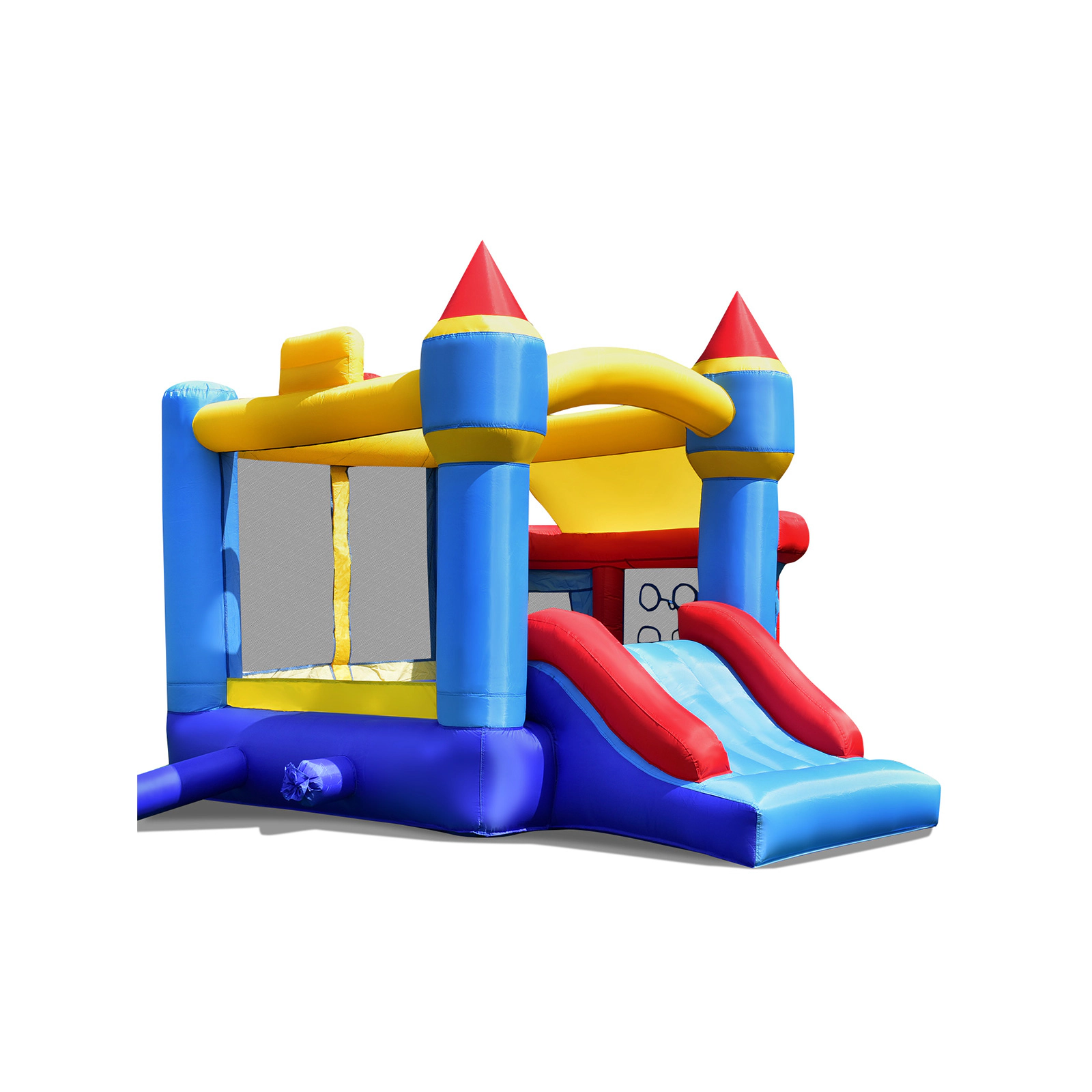 SUGIFT Inflatable Bounce House with Slide Ball Pit & Pitching Game 200-lb Capacity Ages 3-12 Multi-Color