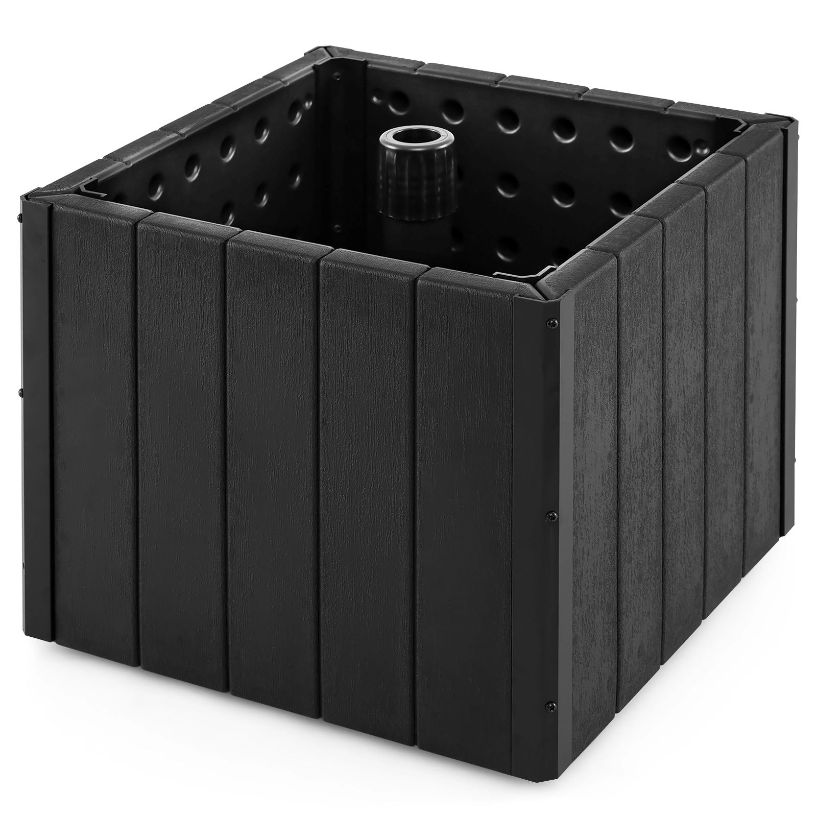 Slickblue Square Patio Umbrella Stand Planter Box with Metal Pole and Adapters