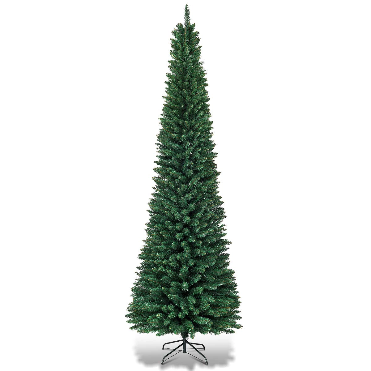 Glintex 7-Ft Slim Pencil Christmas Tree with 700 Tips and Sturdy Iron Base, Green