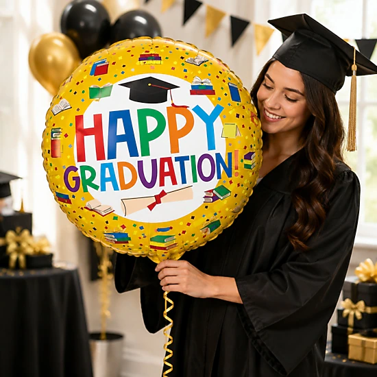 LoonBalloon Graduation Cap Foil Balloons, 5 Pack, Standard 18 in, Color ...