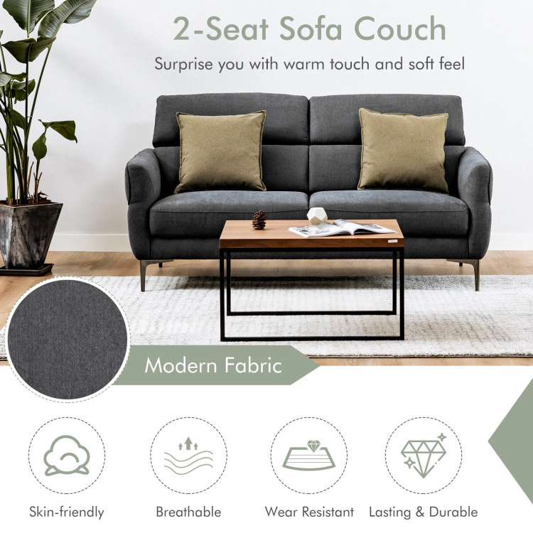 Hivvago 72.5-Inch Contemporary Fabric Loveseat Sofa with Adjustable Headrests