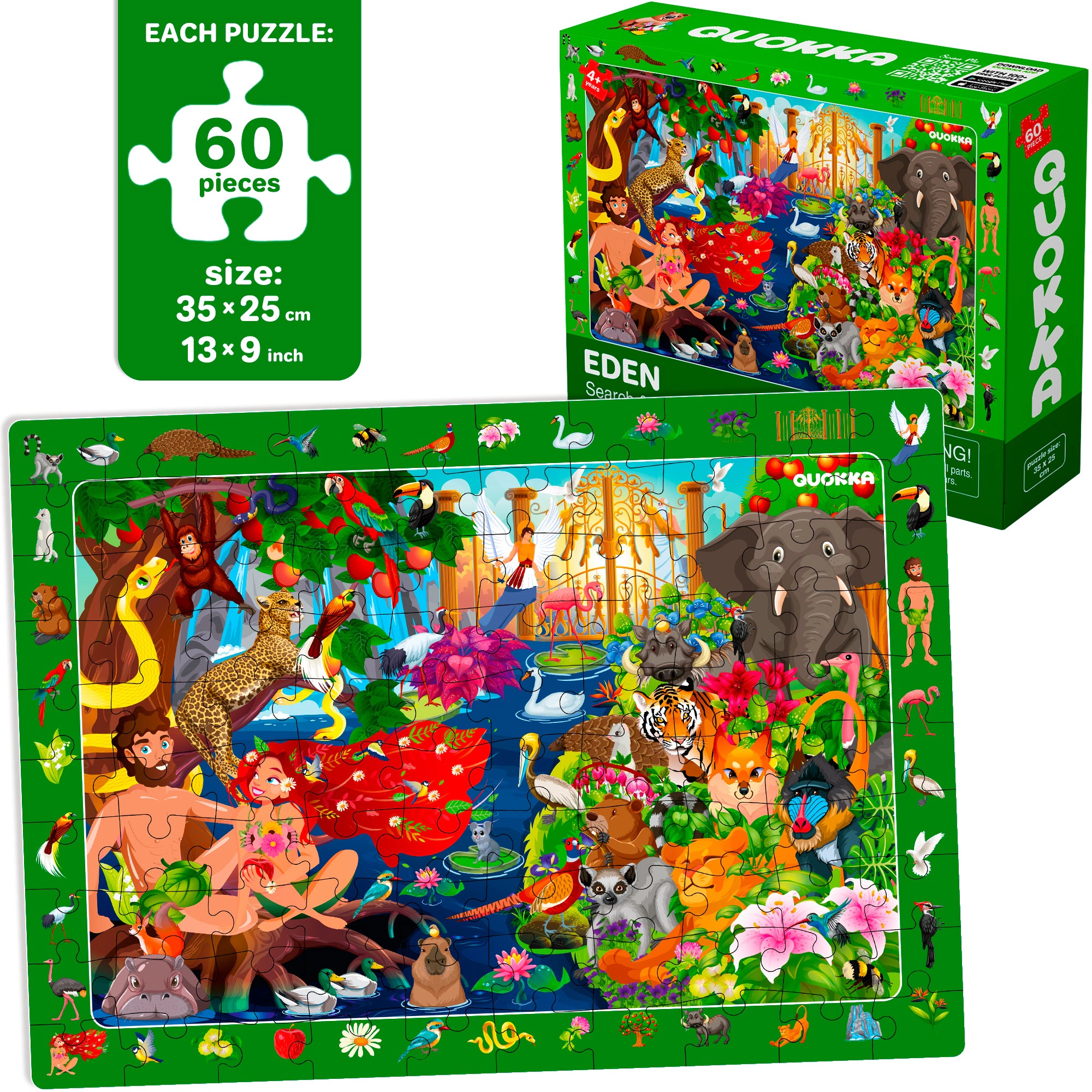 QUOKKA Search & Find Educational Puzzle Set, 100 150 Piece Jigsaw Puzzles for Kids, Ages 4-10, Animal City Themes