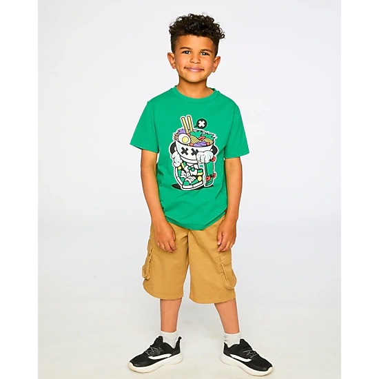 Deux par Deux Boys Organic Cotton Jersey Noodle and Skate Graphic Print T-Shirt