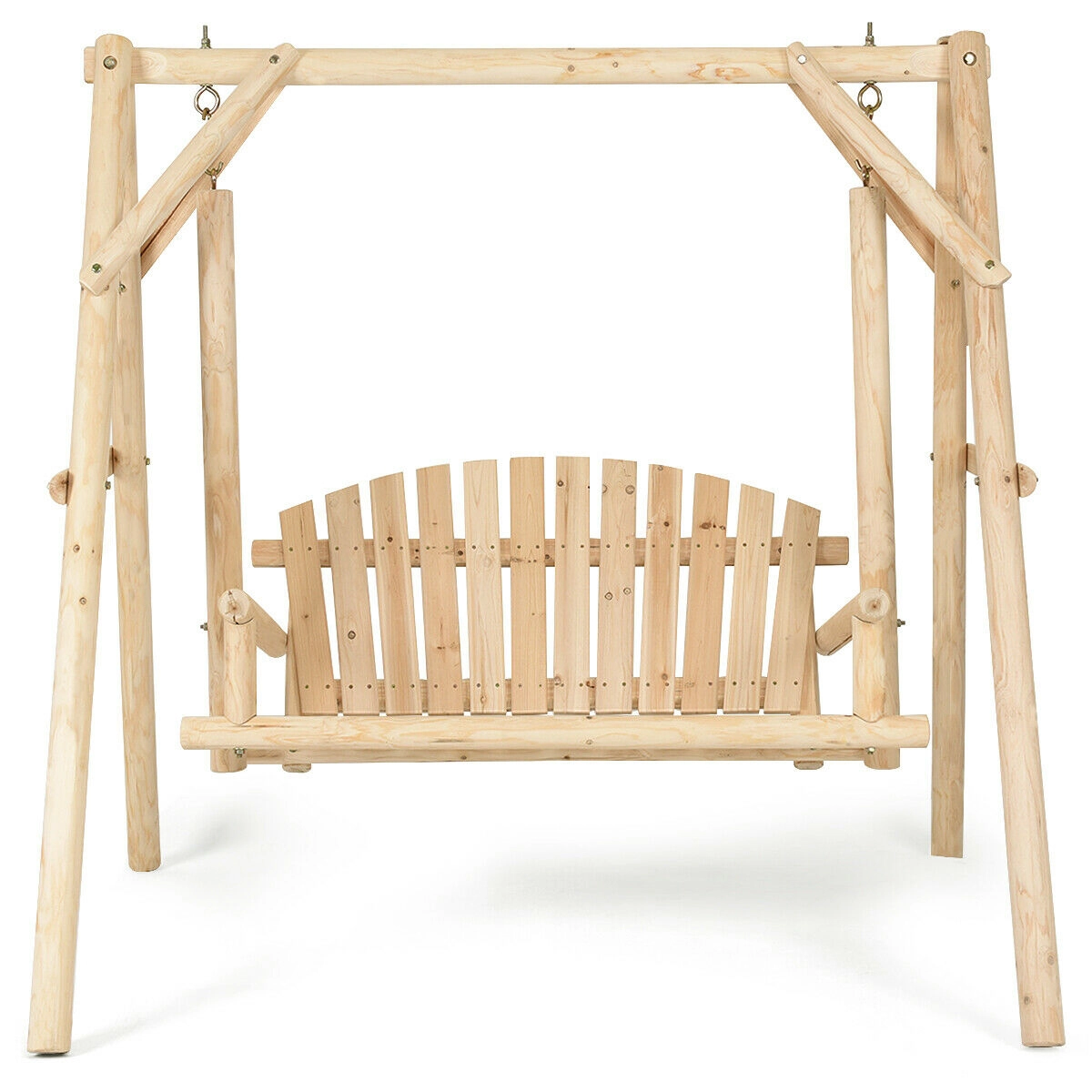 SUGIFT 52-Inch Natural Fir and Pine Wood Outdoor Porch Swing, 440-Lb Capacity