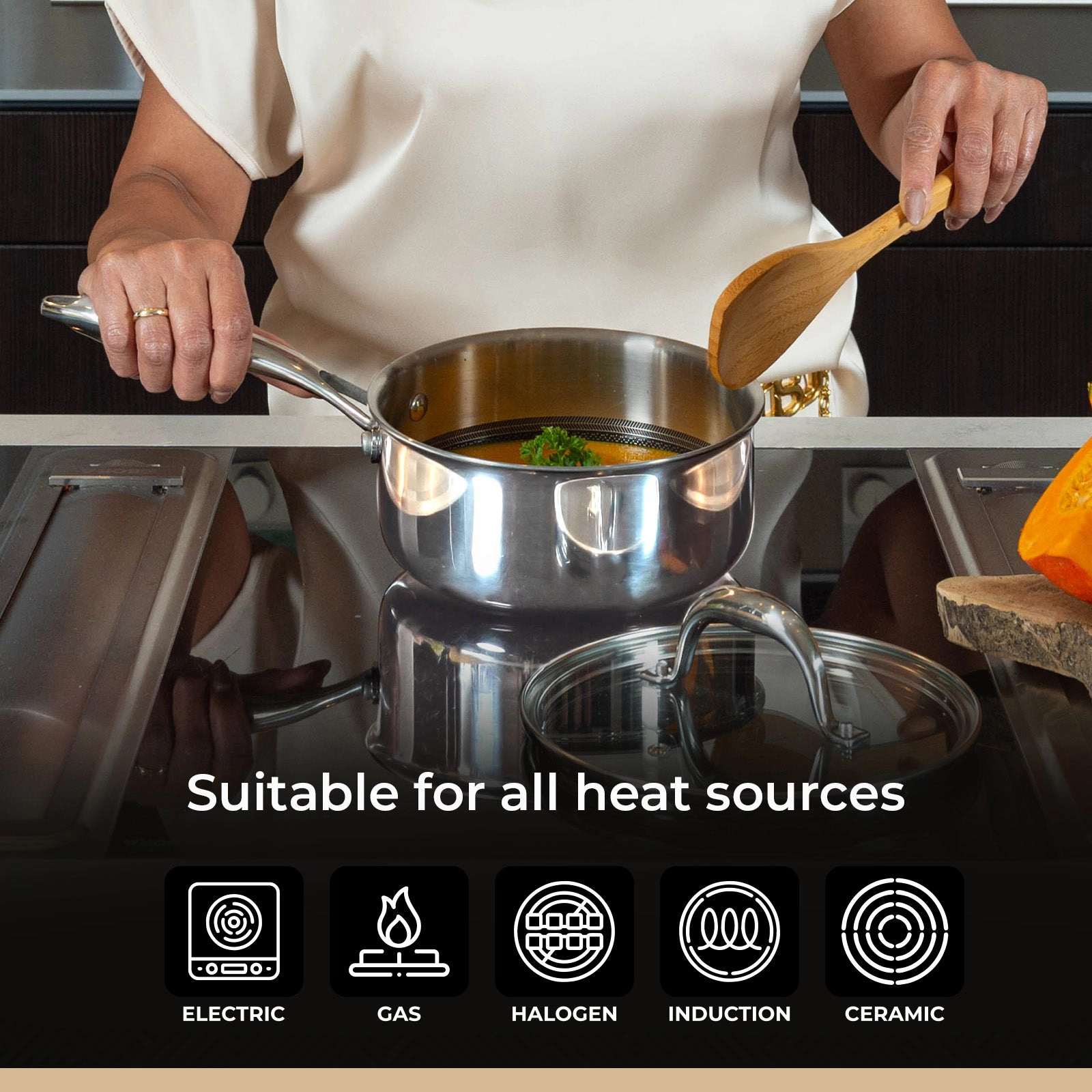 BE - LIVING CIRCLAD Series 2-Quart Hybrid Nonstick Saucepan with Lid 7”