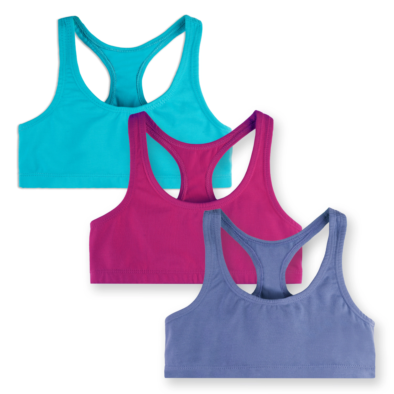 Mightly Girls Organic Cotton Racerback Sports Bra 3-pack