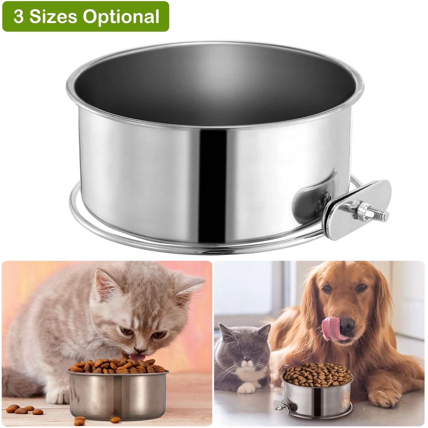 GBruno Stainless Steel Dog Bowl With Clamp Holder