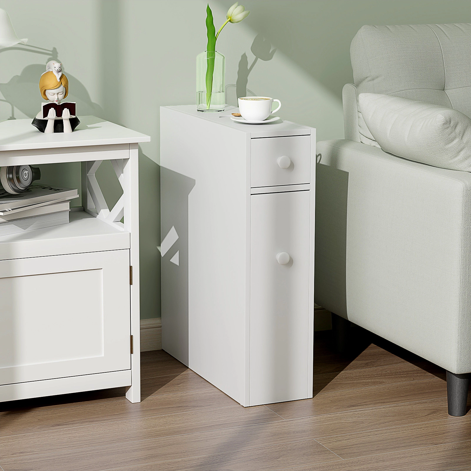 SlickBlue MDF Bathroom Storage Cabinet with Compact Space-Saving Design