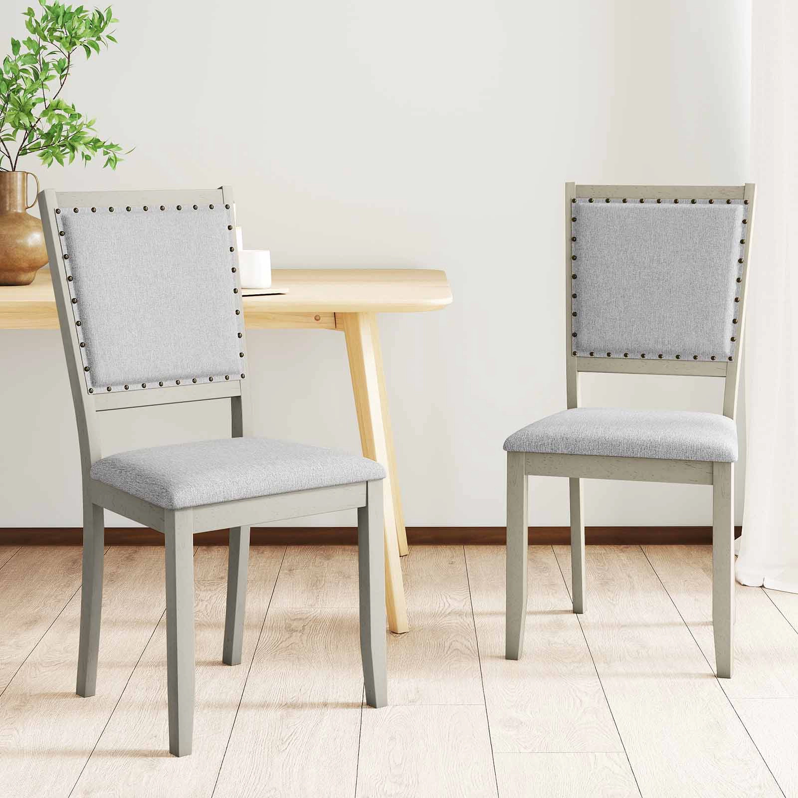 LJG Farmhouse Dining Chair Set of 2 Fabric Upholstered Kitchen Chairs