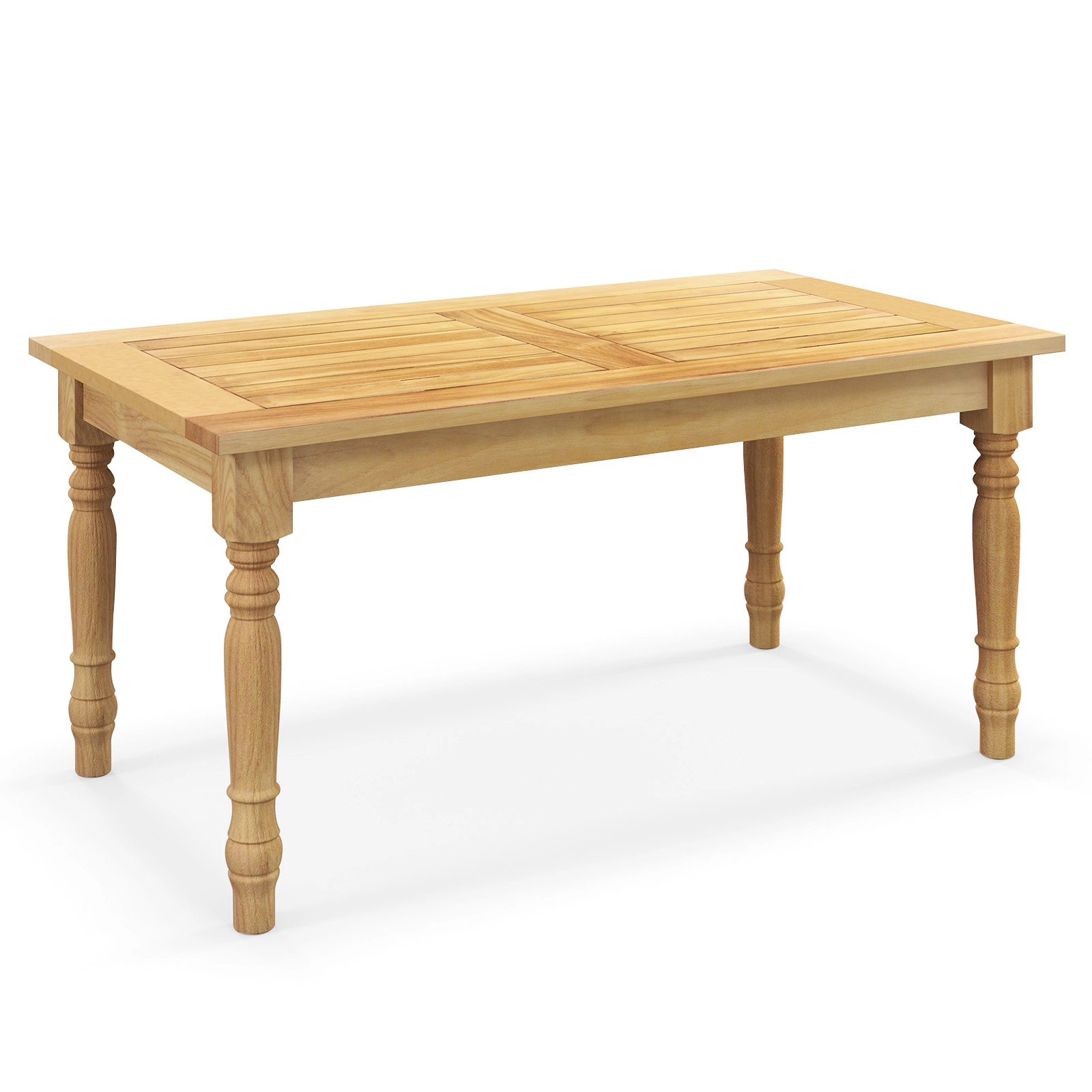 SUGIFT 35.5-in 90-lb Capacity Solid Teak Wood Outdoor Coffee Table with Slatted Draining Tabletop