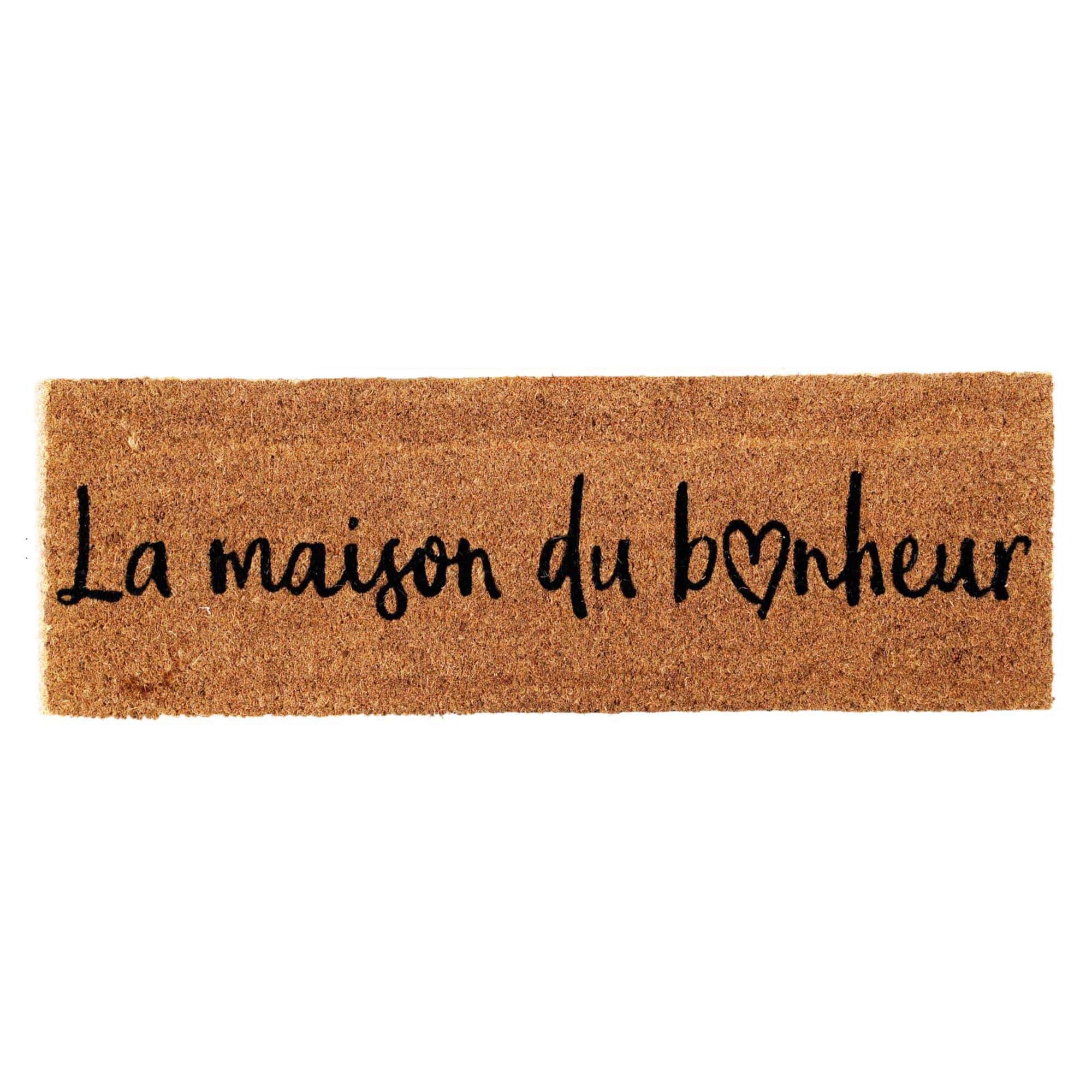 Evideco French Home Goods Natural La Maison du Bonheur Coir Doormat 30 x 10 Inches