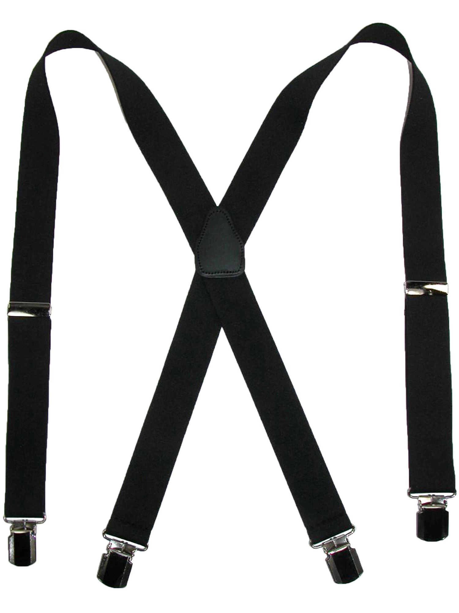 CTM® Men's Elastic with Anti Slip Pin Clip 1 1/2 Inch Solid Suspenders