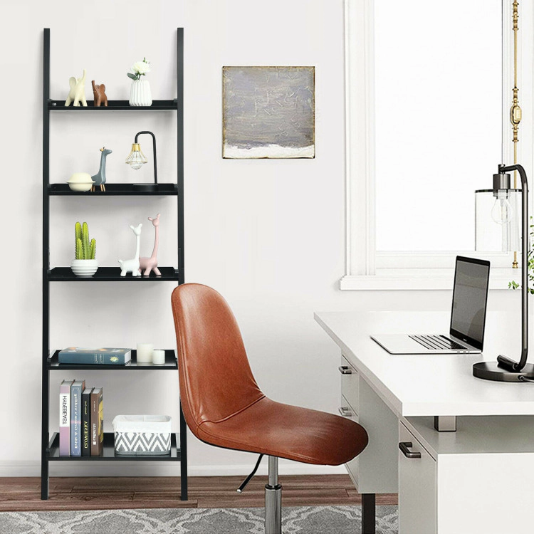 Hivvago 5-Shelf Ladder Bookcase with Freestanding Storage and Display