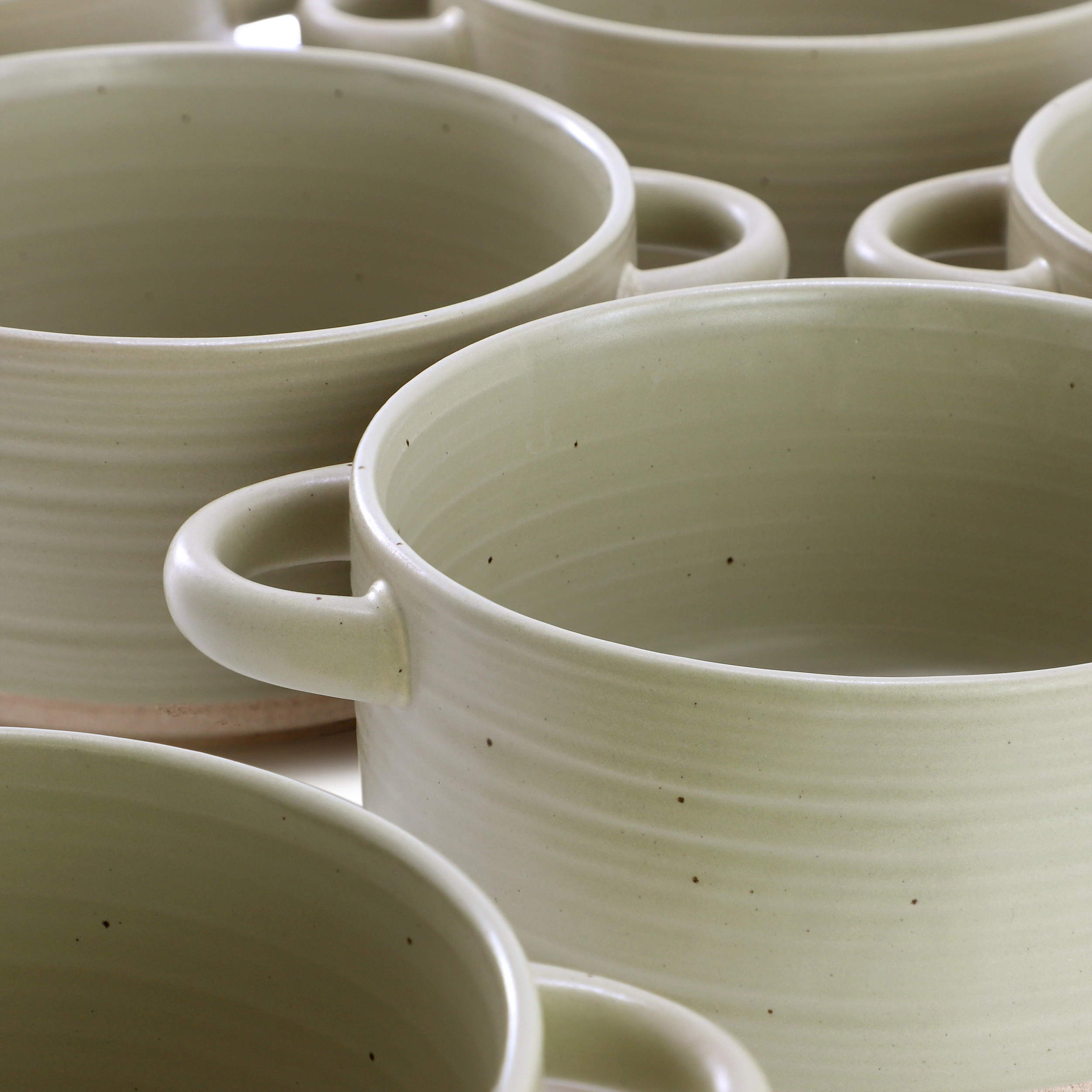 Gibson Elite Monaco Circle 6 Piece 6 Inch Stoneware Soup Bowls with Handles in Cream