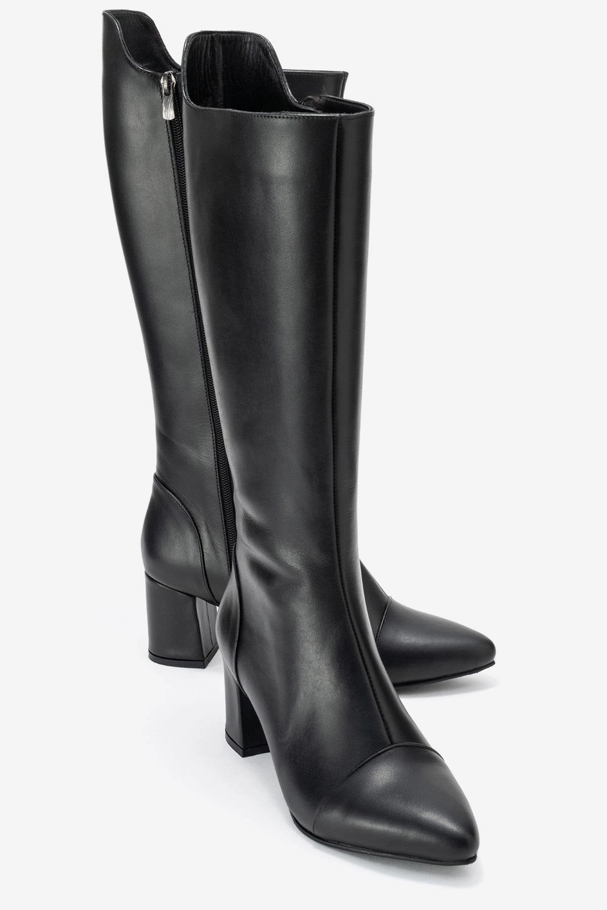 Forever & Always Womens Osmera Leather Block Heel Knee High Boots