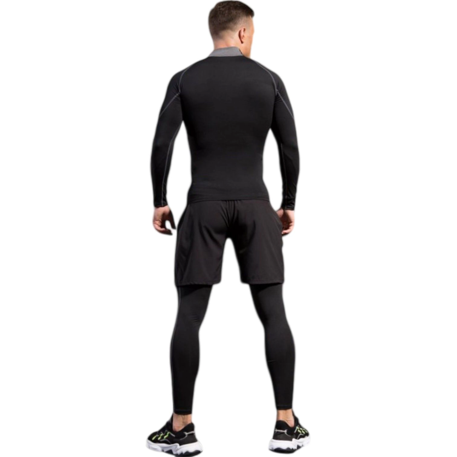 Anna-Kaci Men's Long Sleeve Compression Shirt with Mock Neck and Stretch Fit for Performance Training