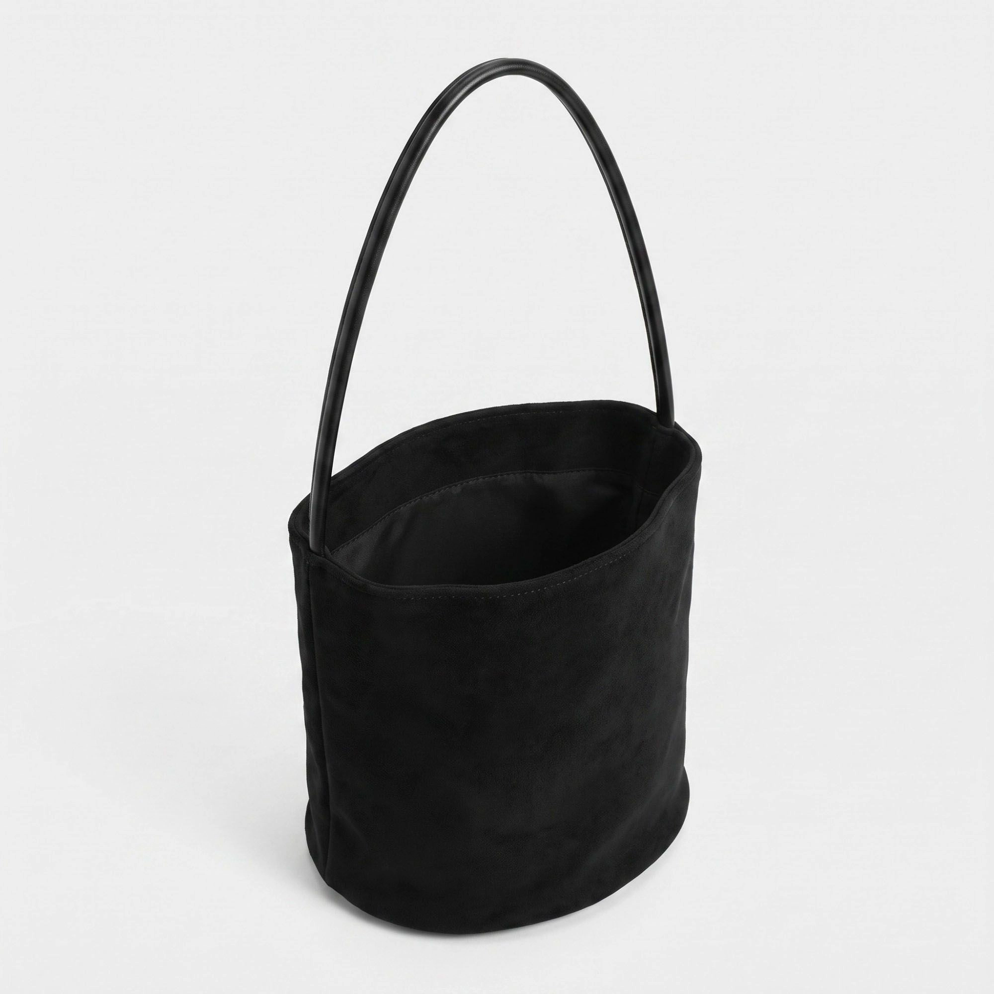 Alilang Women's Suede-Look Bucket Shoulder Bag with Long Strap and Soft Structured Shape 9x7.5x6.5in