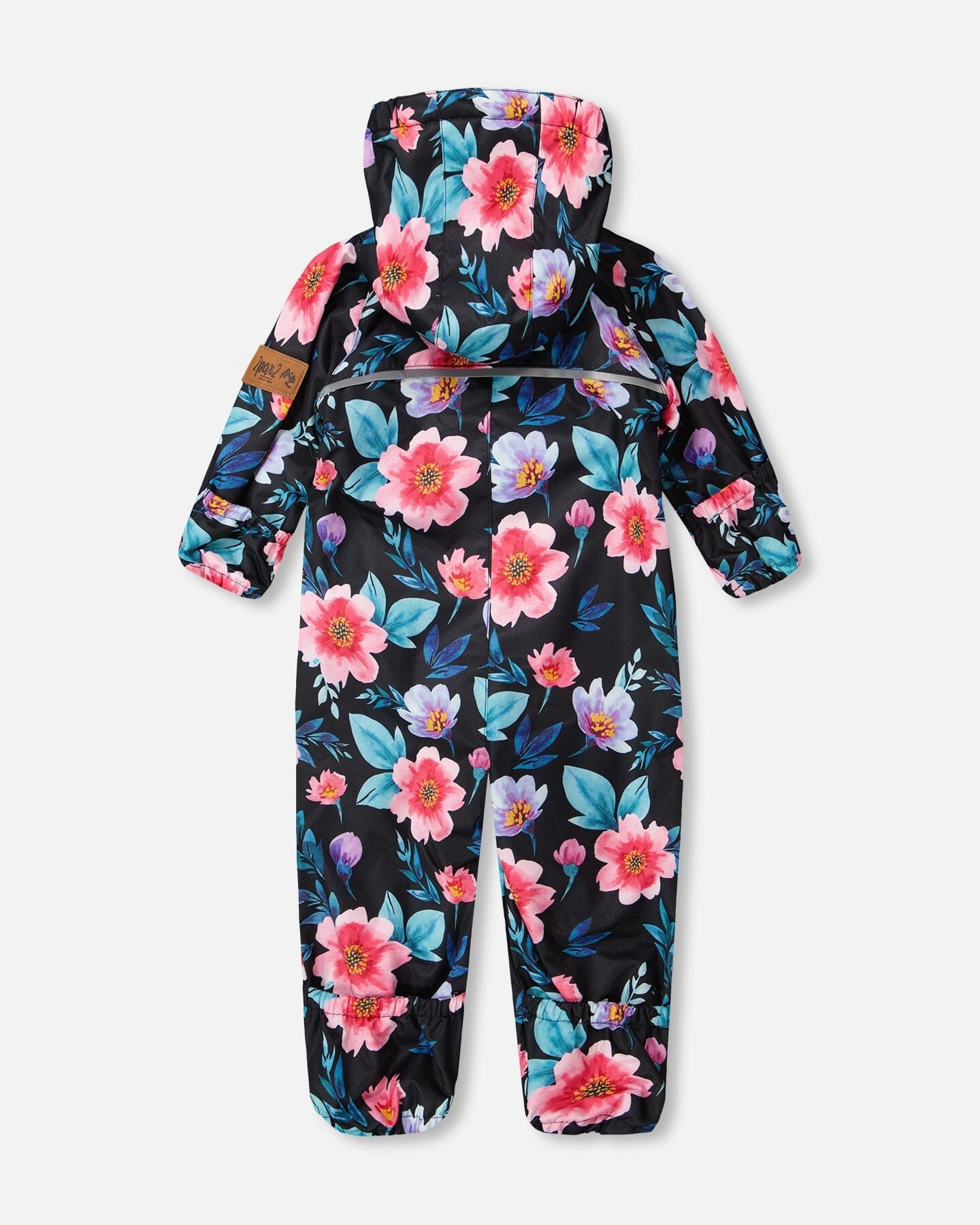 Deux par Deux Girls Mid-Season One-Piece Outerwear with Hat Printed Flowers