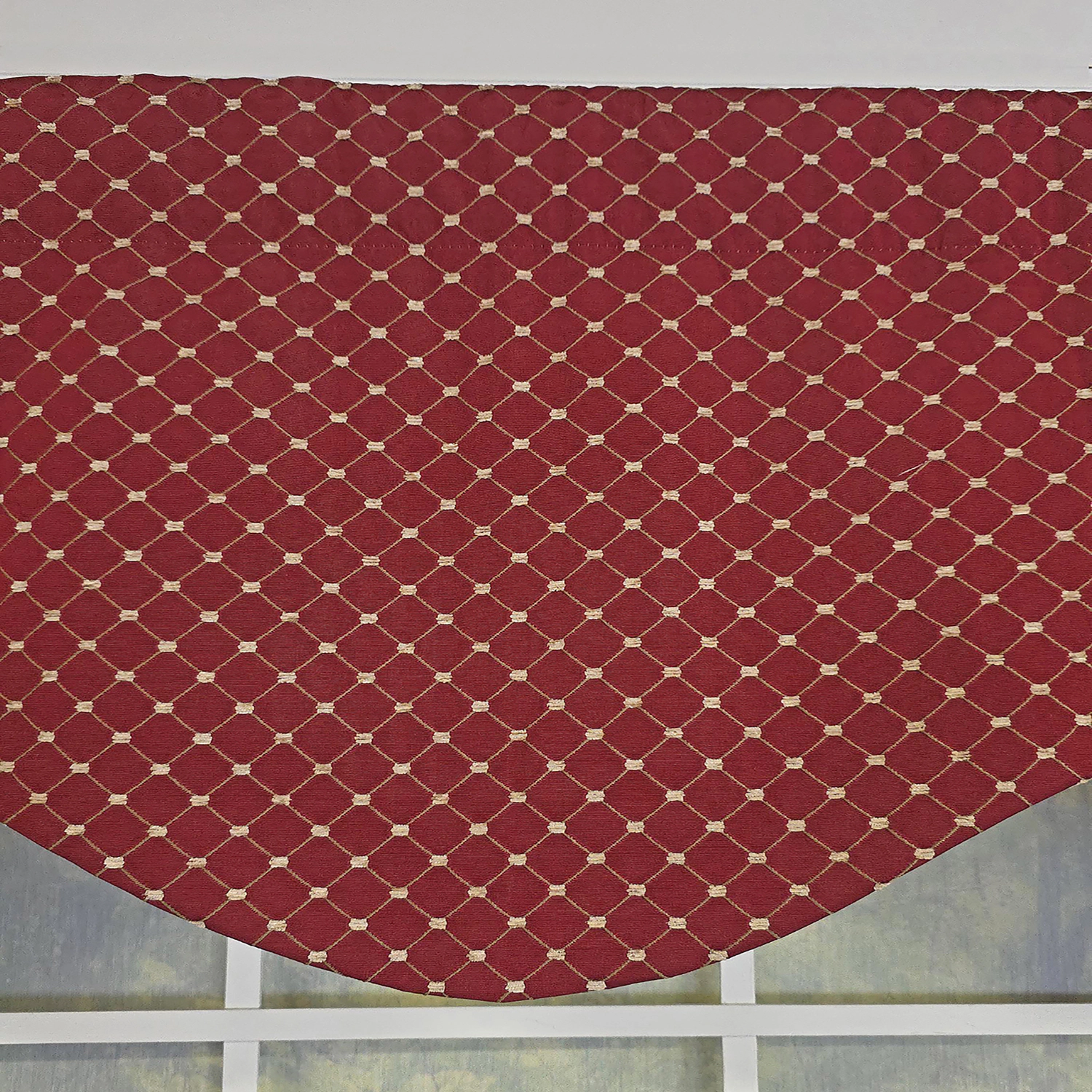 RLF Home Passat Cornice 100% Cotton Rod Pocket  Window Valance 50" x 17" Red