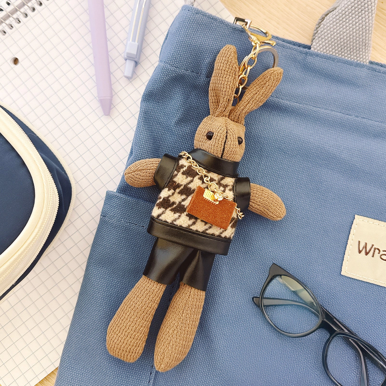 Wrapables Cute Plush Keychain Pendant Charm for Bag, Stylish Bunny