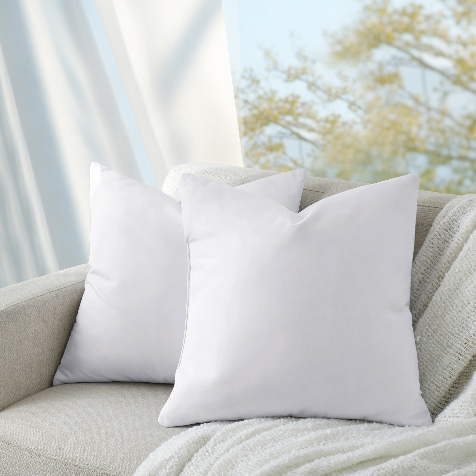 PEACENEST 20 x 20 Feather and Duck Down Throw Pillow Inserts for Sofa and Bed,Set of 2