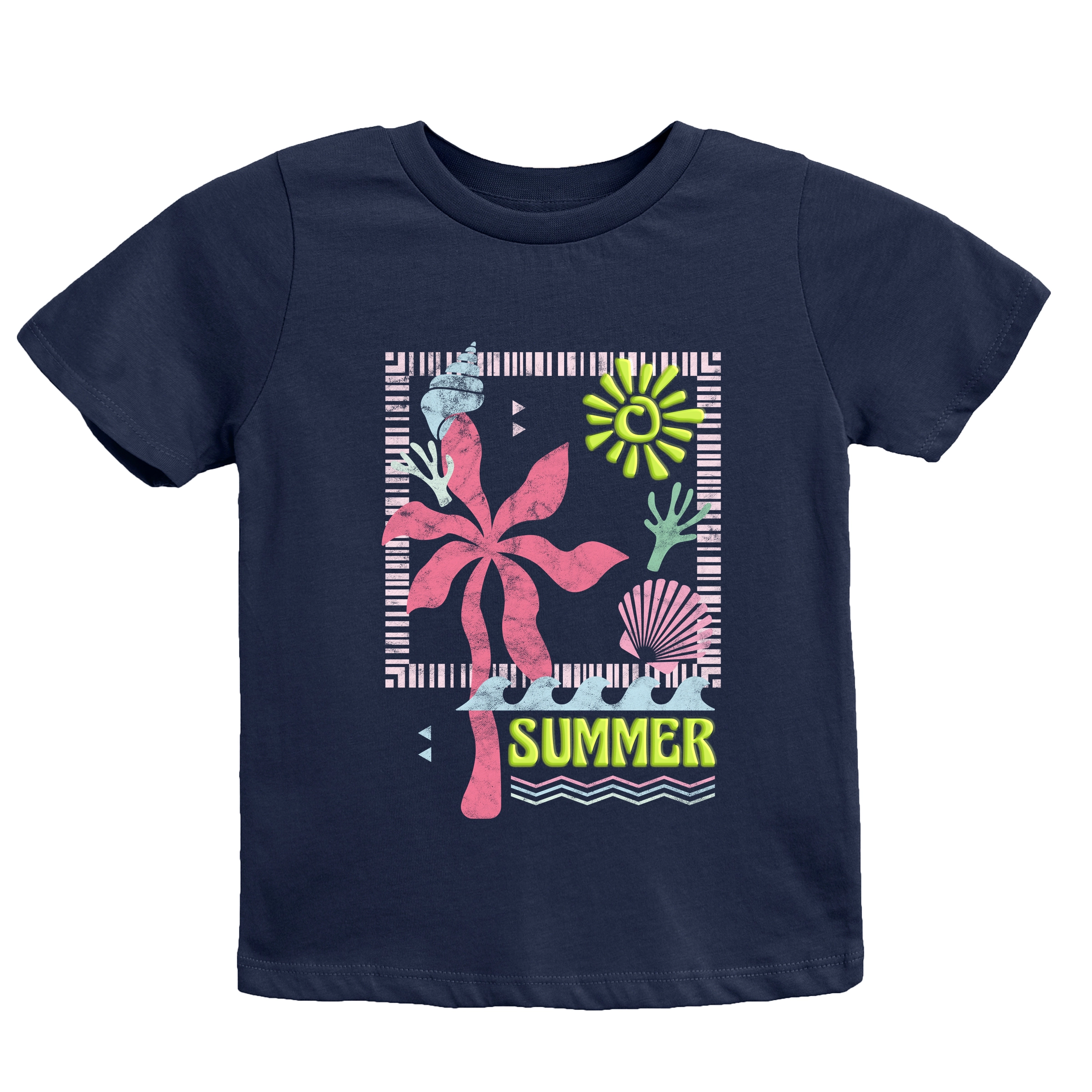 The Juniper Shop - Summer Icons Colorful Puff Print Youth Short Sleeve Graphic T-Shirt