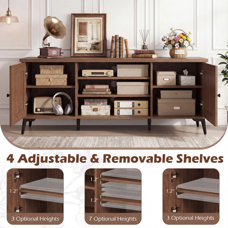 Hivvago 2-Door Tv Stand For Tvs Up To 65 Inch Mid Century Modern Entertainment Center