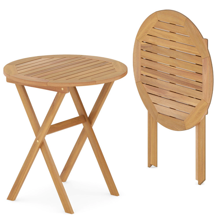 Hivvago Outdoor Side Table With Slatted Tabletop And X-Shaped Structure