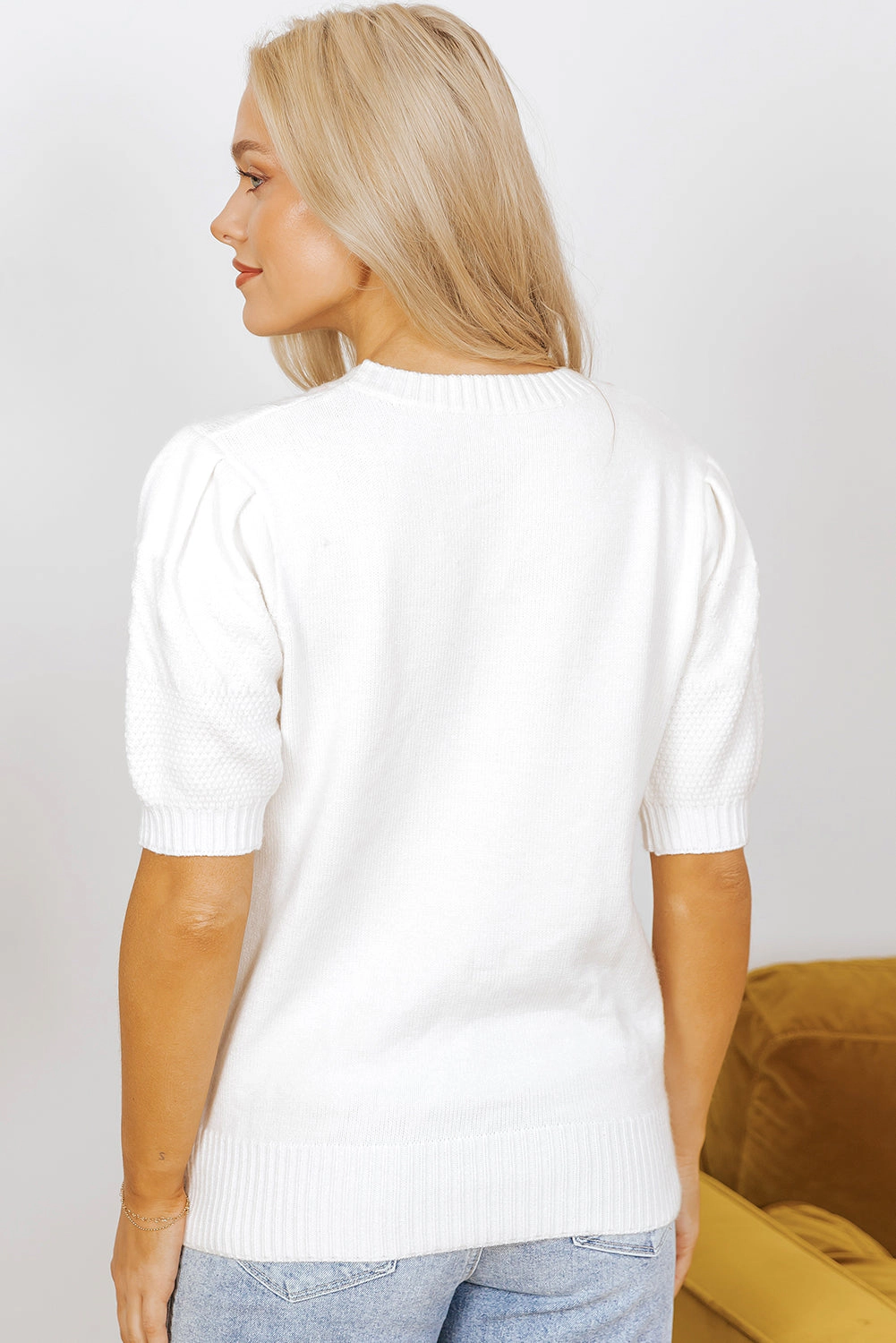 Threaded Pear Women's Nova Knit Short Sleeve Sweater