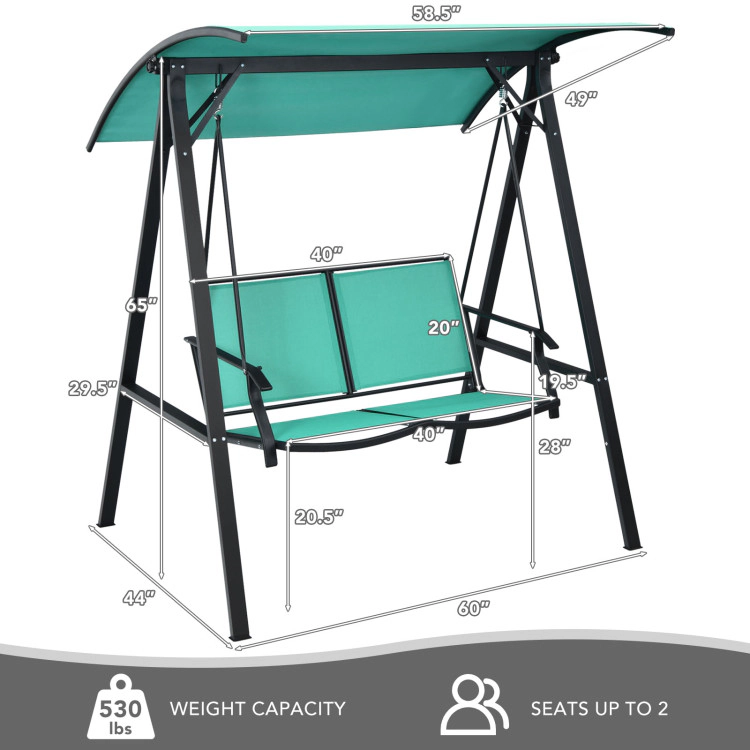 Hivvago 2 Person Patio Swing With Weather Resistant Glider And Adjustable Canopy