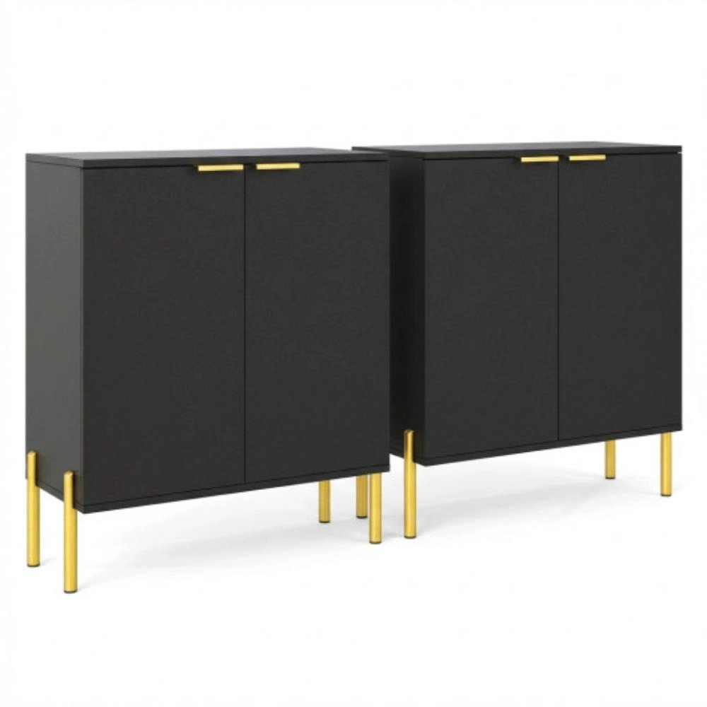 Hivvago Set Of 2 2-Door Buffet Cabinet Sideboard With Metal Legs