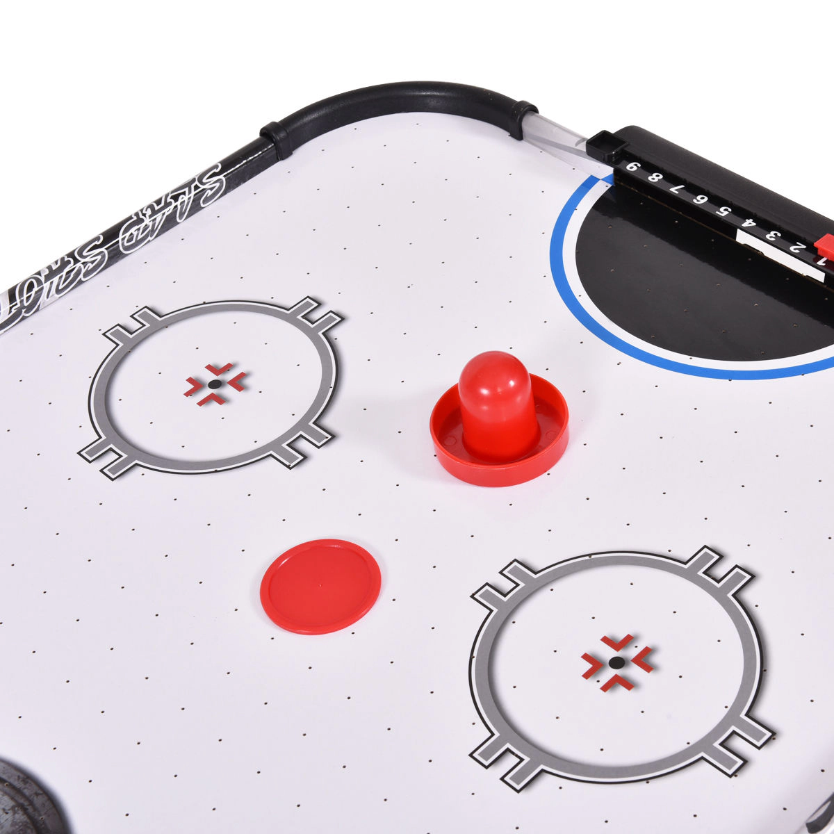 SUGIFT Kids White Tabletop Air Hockey Table with LED Scorer and 2 Pushers 42-in W 21-in D 12-in H 12-Volt Motor