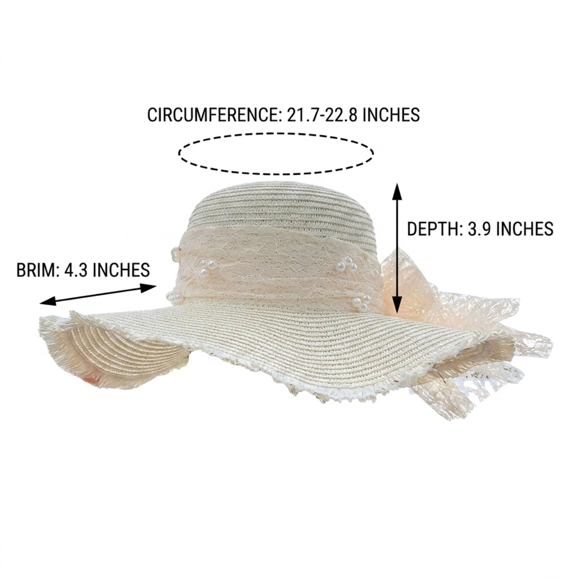 Anna-Kaci Women's Wide Brim Sun Hat with Lace Band and Frayed Edge