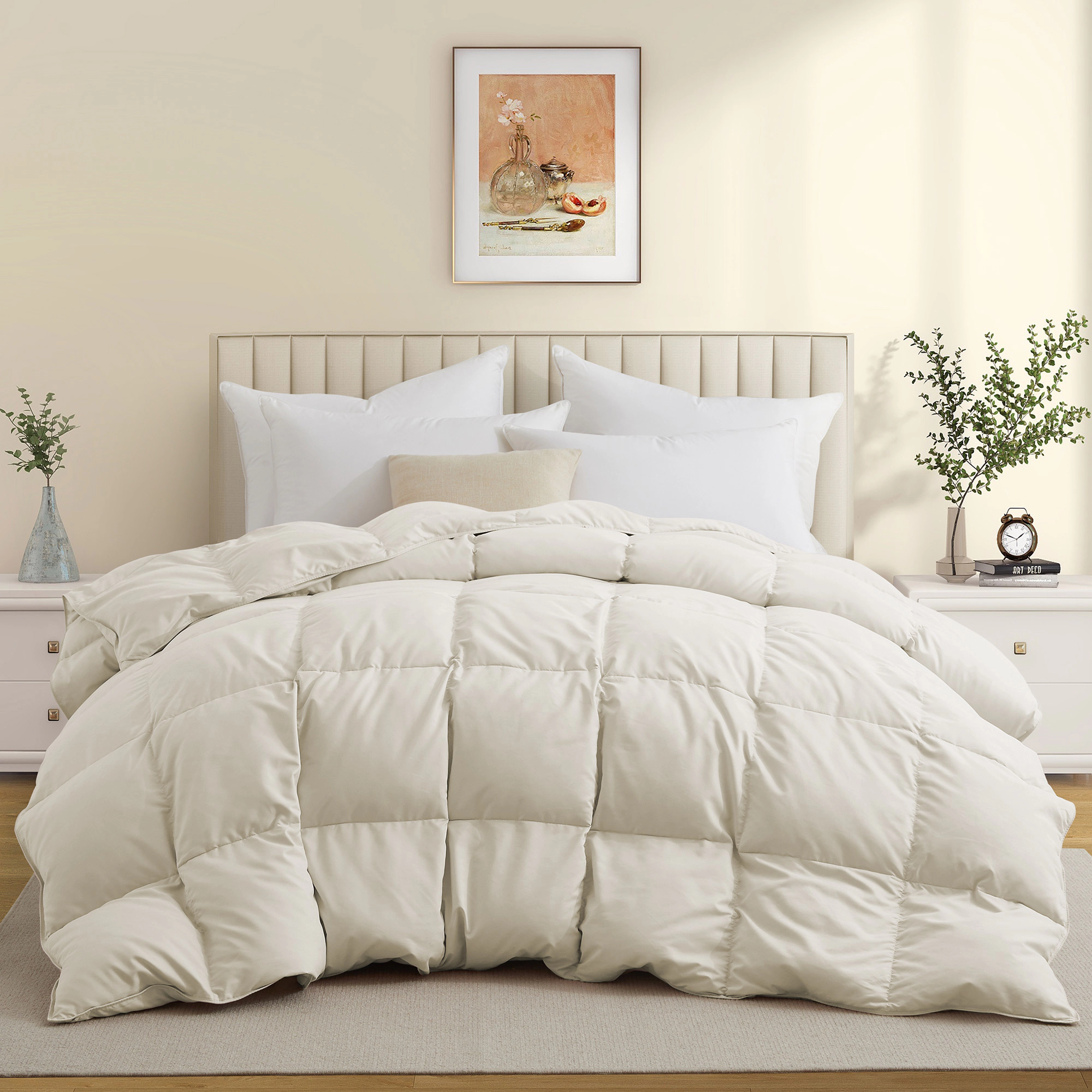PEACENEST Goose Feather Fiber Comforter All Season Soft Duvet Insert