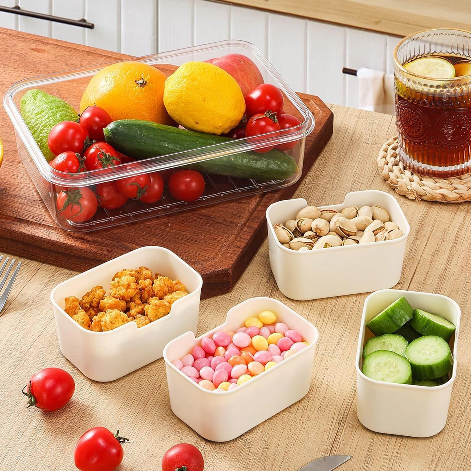 Cheer Collection 4-Compartment Airtight Food Storage Container with 4 Removable Snack Boxes