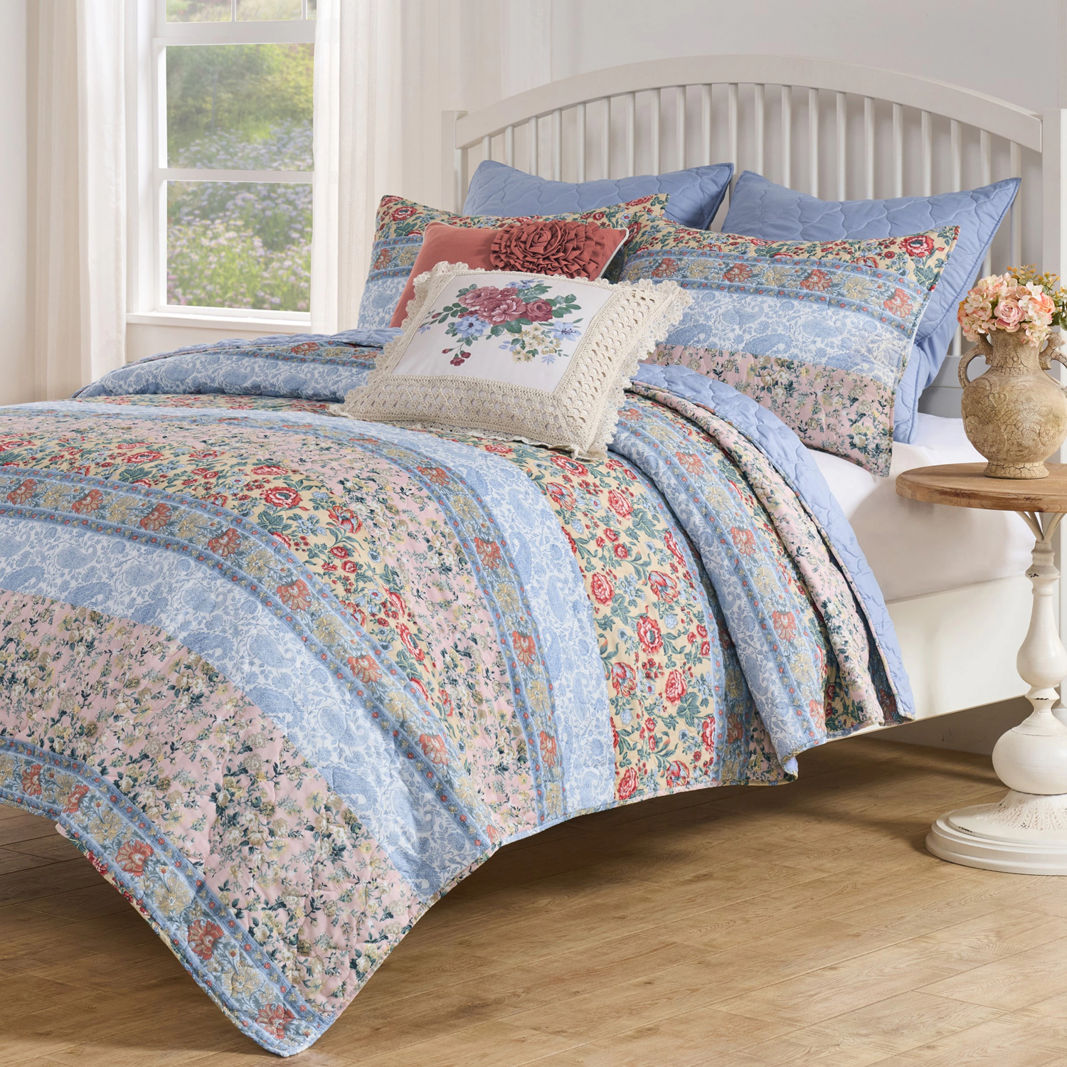 Greenland Home Fashions Kressida Cotton Reversible Lightweight Quilt Set 3 PC