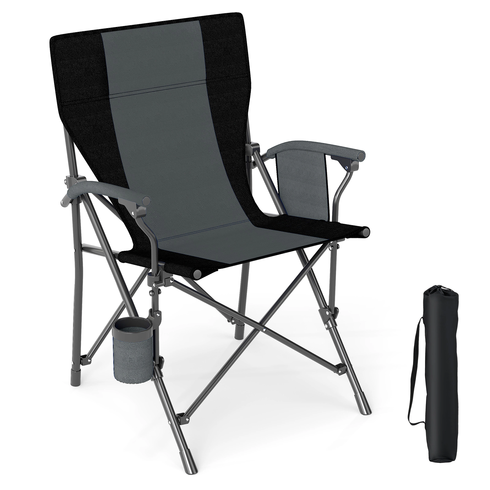 LJG Portable Folding Oxford Cloth Camping Chair with Cup Holder and Side Pocket