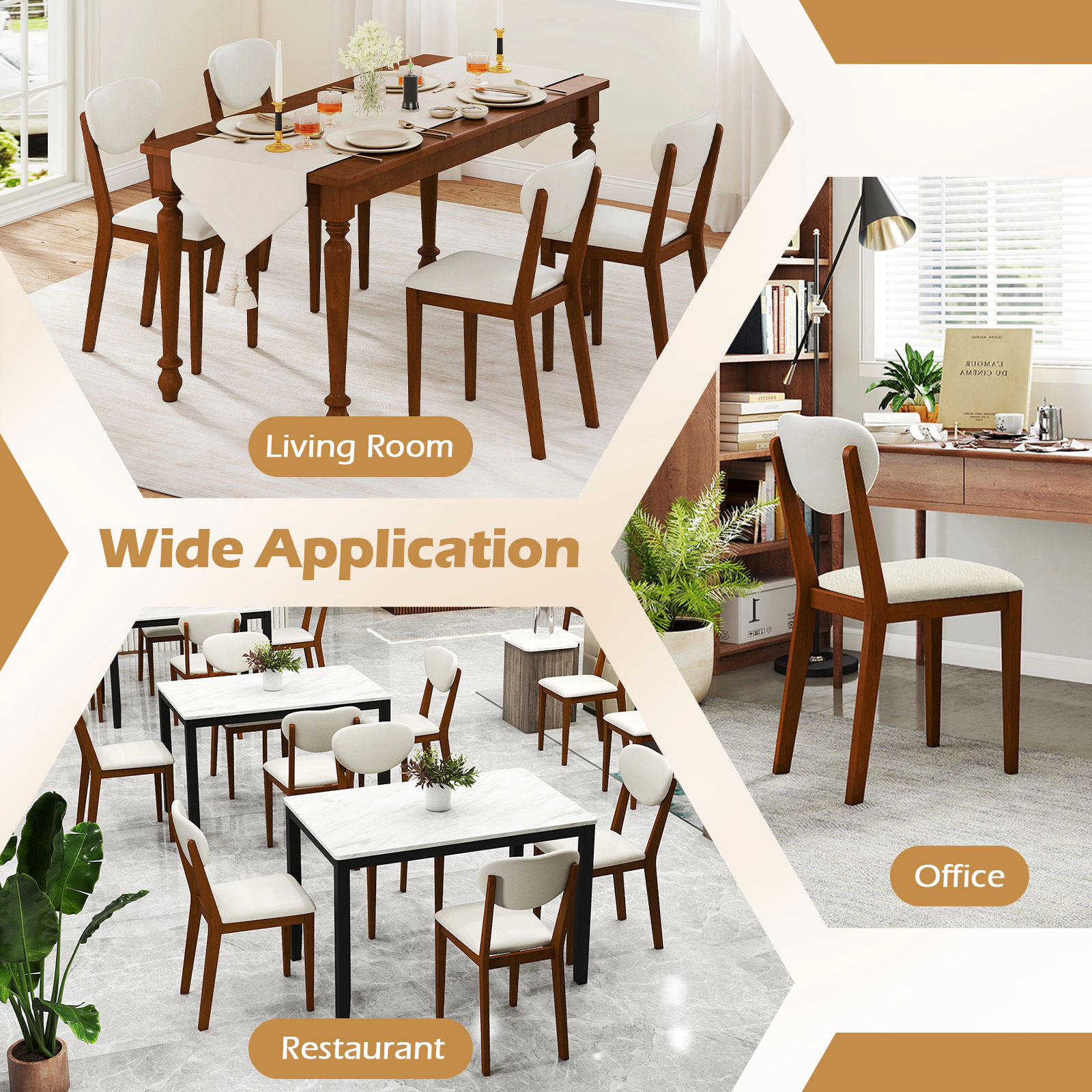 LJG Sherpa Dining Chairs Set of 4 with Rubber Wood Legs for Dining Room
