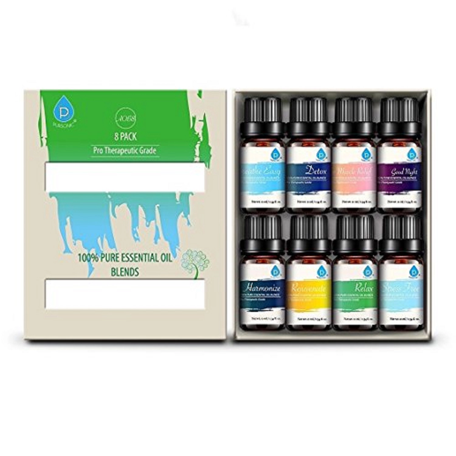 Pursonic Unisex 100% Pure Essential Aromatherapy Oils – 8 Pack