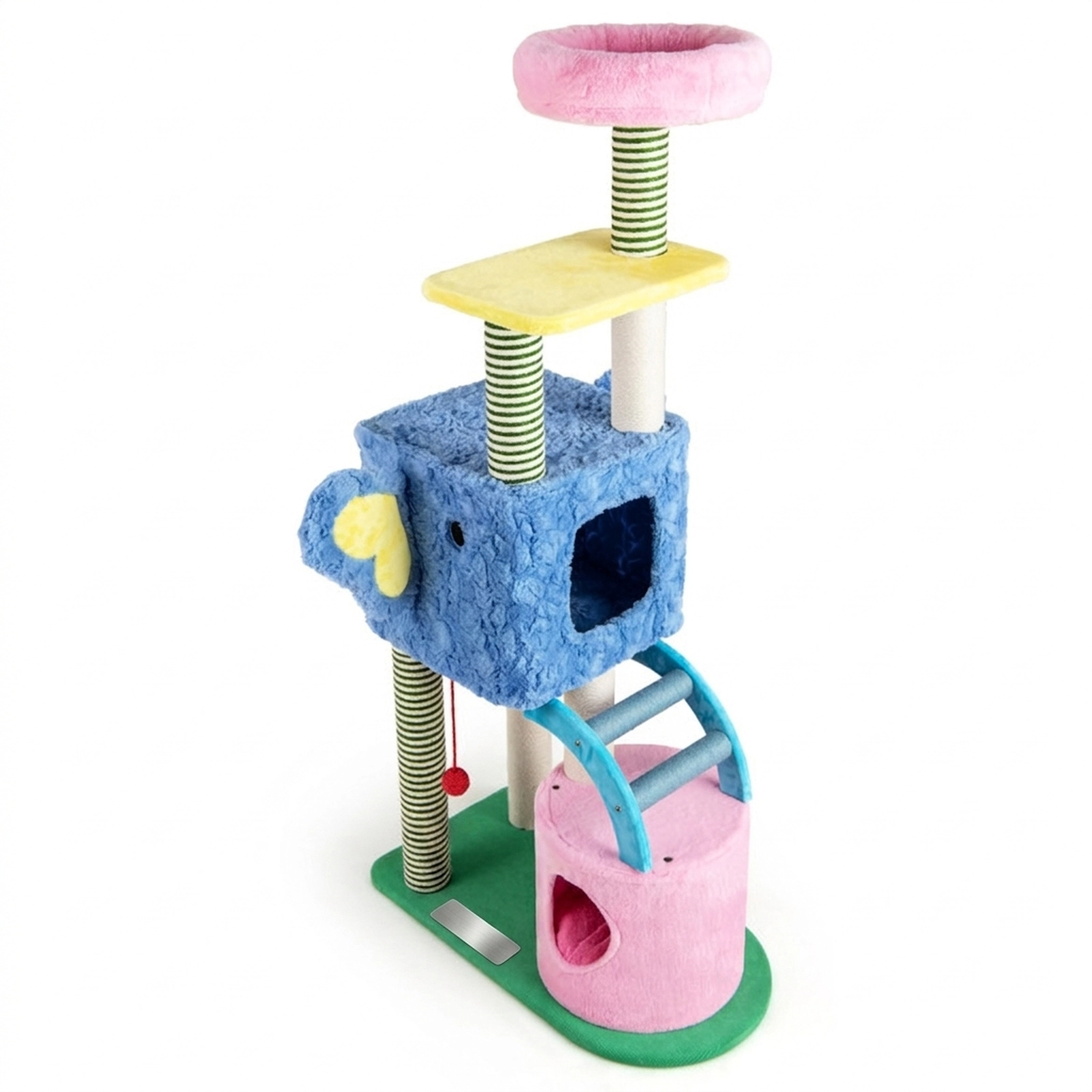 SUGIFT 60-in 22-lb Per Layer Elephant Cat Tree with 2 Condos Scratcher Ramp and Anti-tipping Device