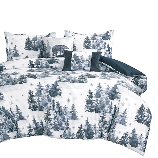 MarCielo 5 Pieces Velvet Comforter Set,Winter Woodland Bedding Set