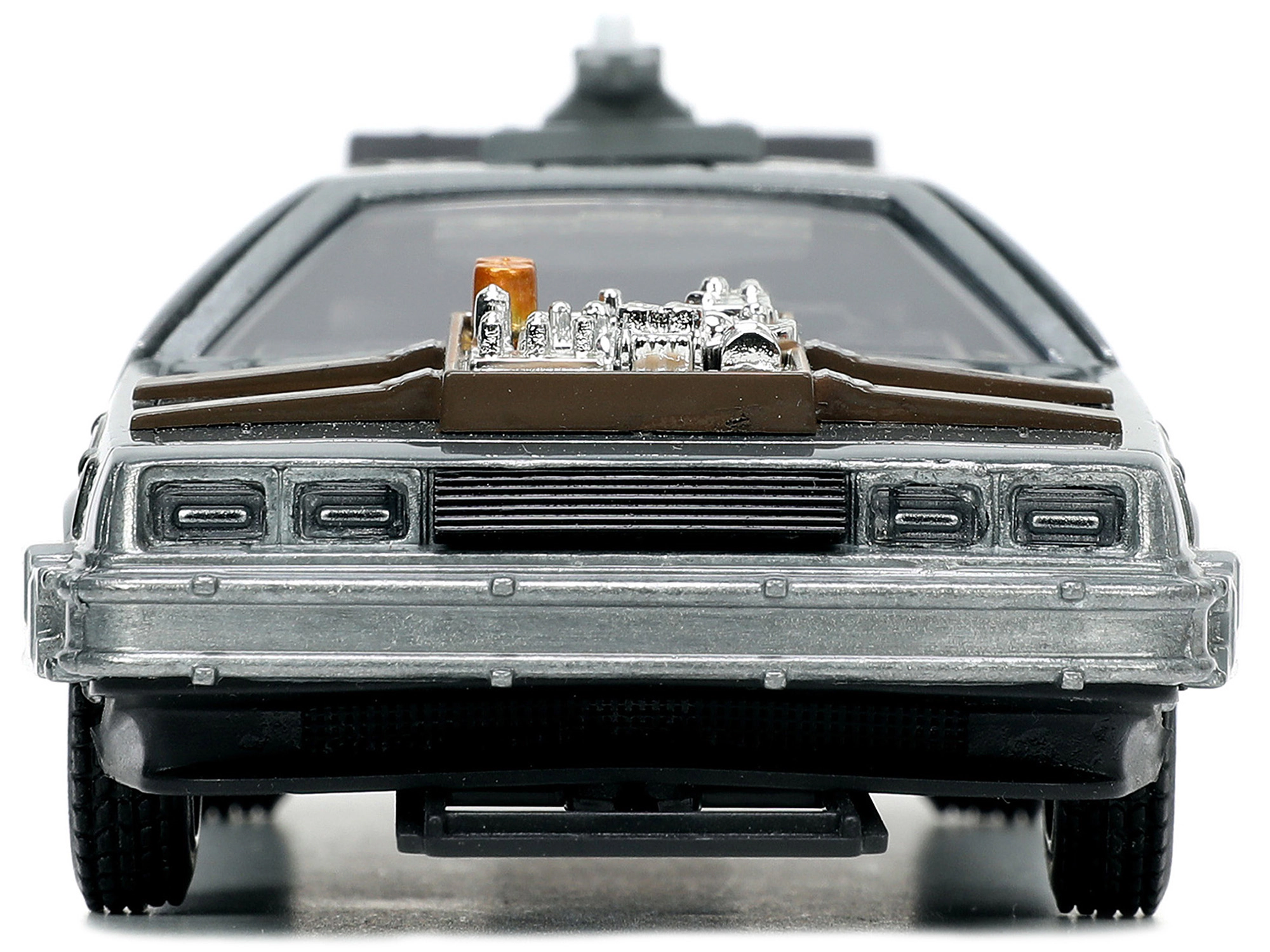 Jada DeLorean DMC (Time Machine) Brushed Metal "Back to the Future Part III" (1990) Movie "Hollywood Rides"
