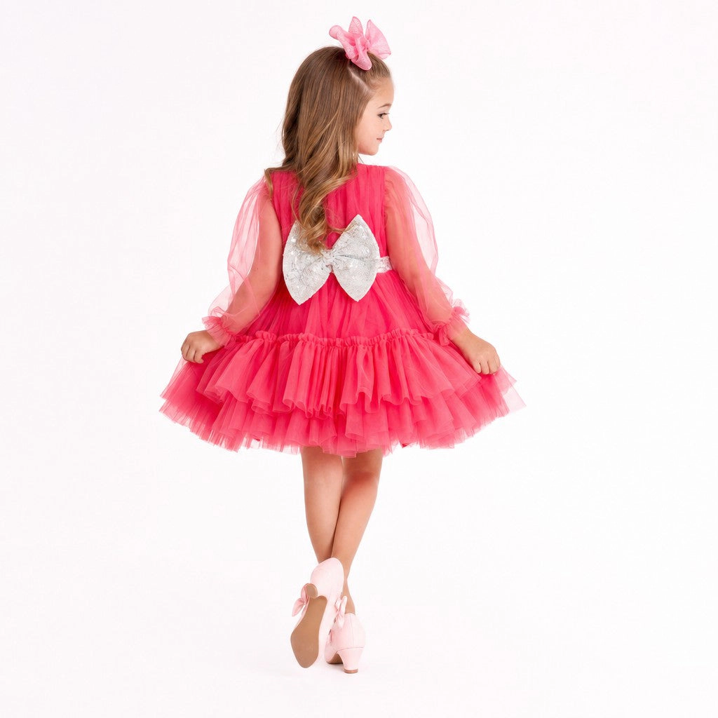 Faeella Girls Parisian Rosé Pink Tulle Birthday Party Dress