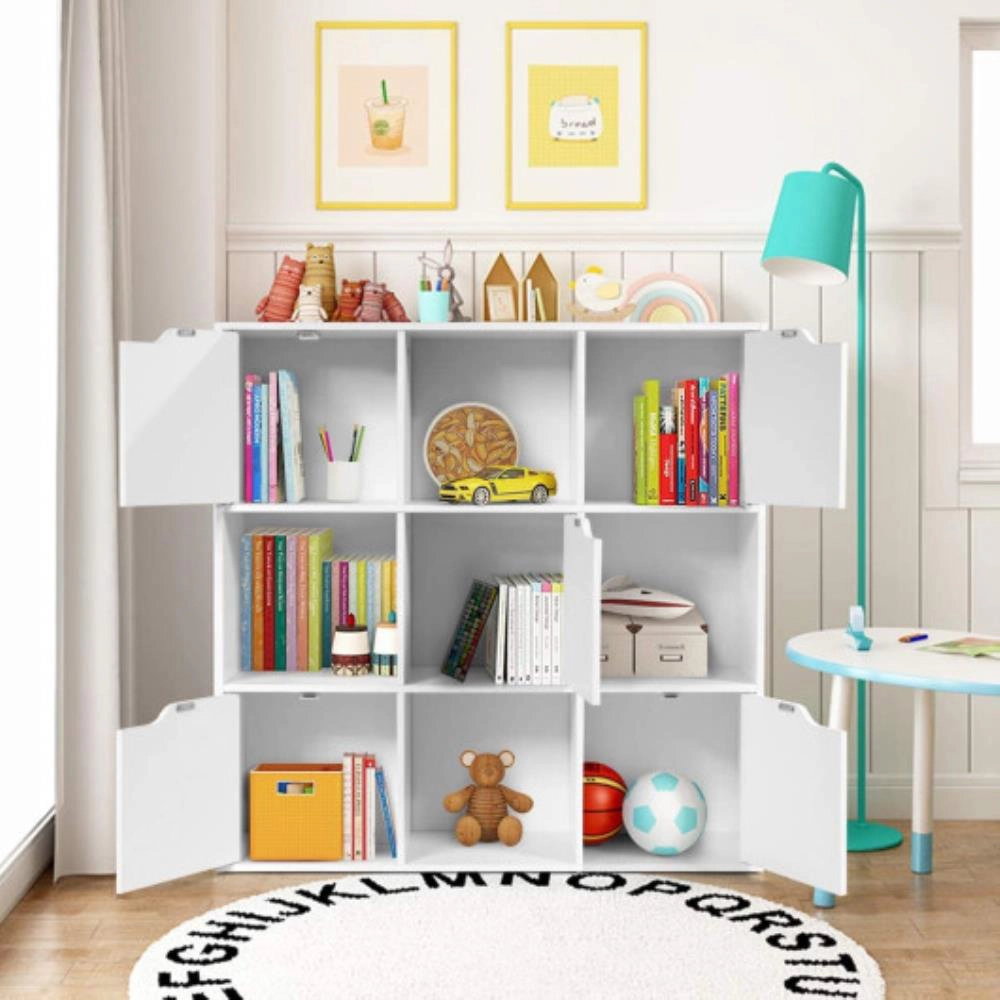 Hivvago Free Standing 9 Cube Storage Wood Divider Bookcase for Home and Office-White
